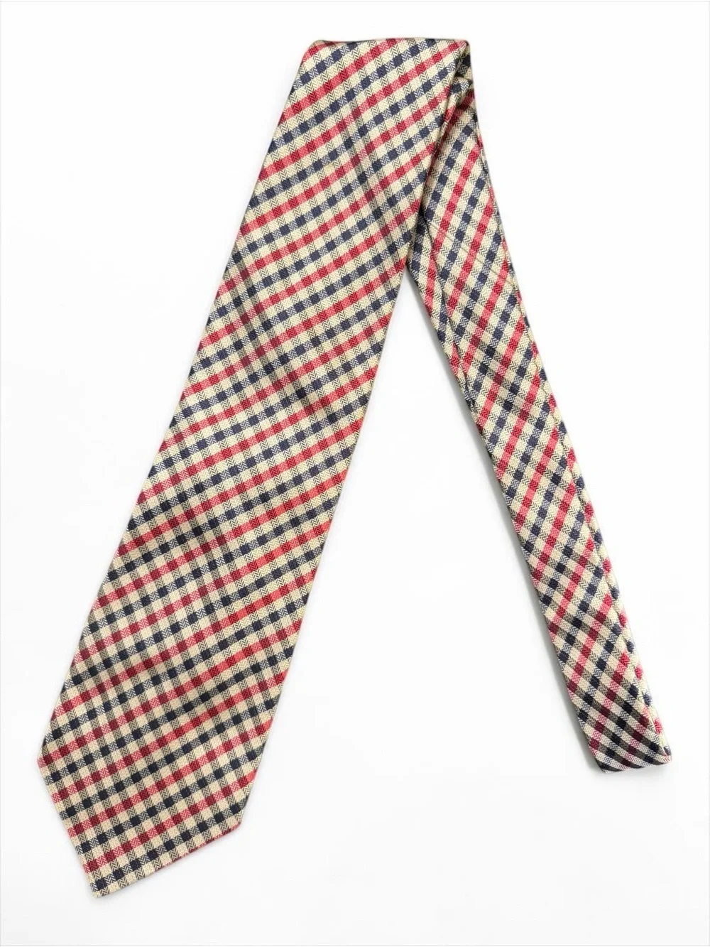 Burberry Silk Plaid Tie Red Blue